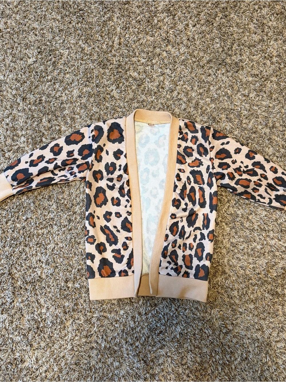 Girls' Leopard Print Open Cardigan - Tan & Black